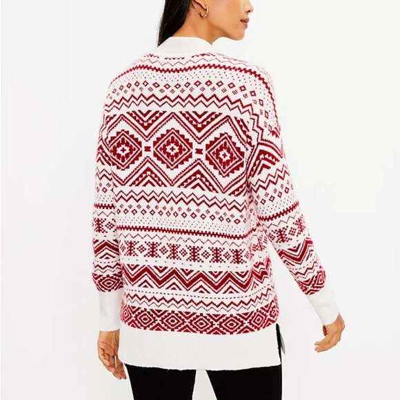 Loft Petite Snowflake Fair Isle Tunic Sweater plus size XXLP - Picture 2 of 12